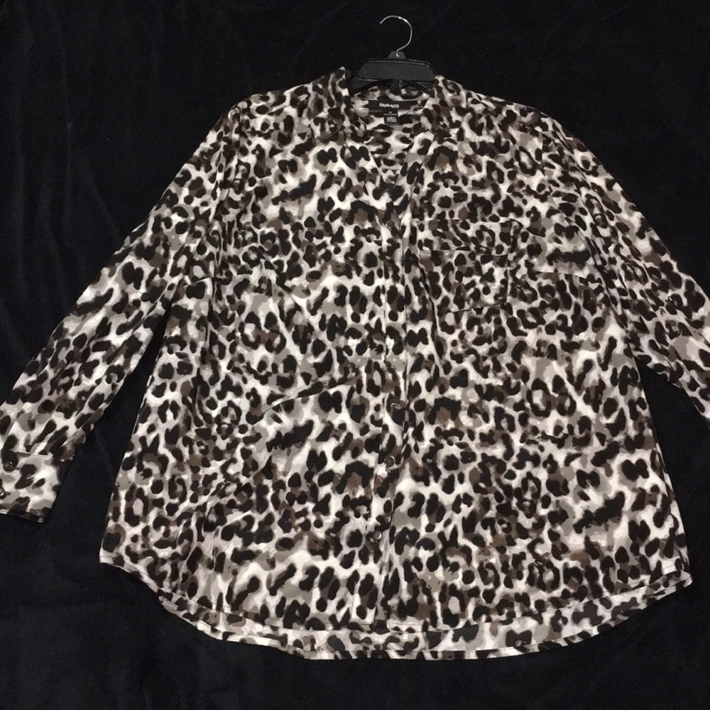 Style & Co Leopard Print button down blouse